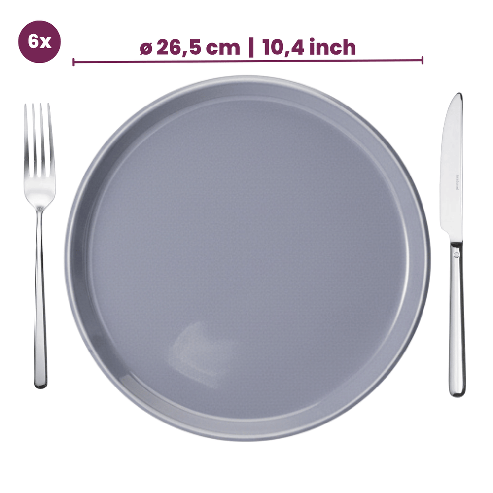 Cookinglife Dinerborden Siaki - Hvid / Blå / Grå ø 26.5 cm - Porcelæn - 6 stk.