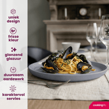 Cookinglife Dinerborden Siaki - Hvid / Blå / Grå ø 26.5 cm - Porcelæn - 6 stk.