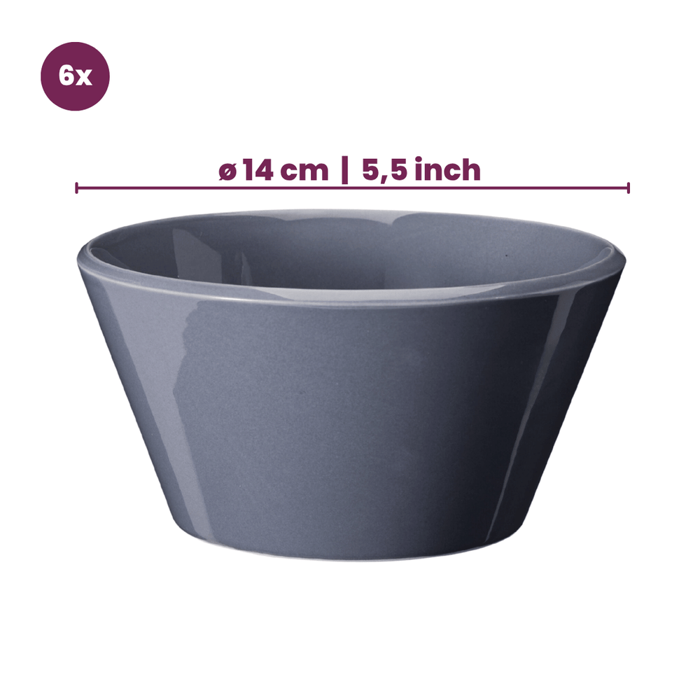 Cookinglife Suppeskåle / Skåle - Siaki Hvid / Blå / Grå ø 14 cm - Porcelæn - 6 stk.