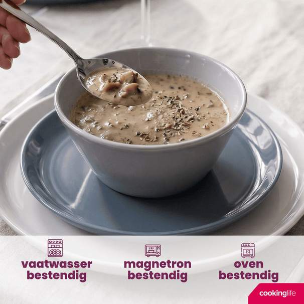 Cookinglife Suppeskåle / Skåle - Siaki Hvid / Blå / Grå ø 14 cm - Porcelæn - 6 stk.