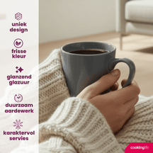 Cookinglife Mokken Siaki - Hvid / Blå / Grå 350 ml - Porcelæn - 6 stk.