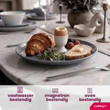 Cookinglife Morgenmadstallerkener / Desserttallerkener Siaki - Hvid / Blå / Grå ø 19 cm - Porcelæn - 6 stk.