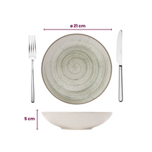 Cosy & Trendy Serviesset Sintra Ivy Green 16-delig / 4 personer - 4 dinerborden, 4 ontbijtborden, 4 diepe borden og 4 skåle