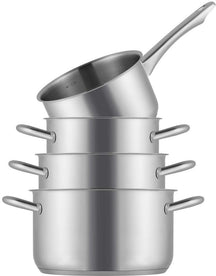 Sola Pannenset Blizz 4-Delig RVS - Kookpan ø 16, 18, 20 cm & Steelpan ø 16 cm - egnet til alle varmekilder
