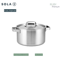 Sola Pandesæt Ruby 4-Delt Premium Triply Rustfrit Stål - Kogepande ø 16, 18, 20 cm & Kasserolle ø 16 cm - Induktionsvenlig