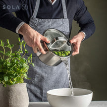 Sola Pannenset Juvia 5-Delig RVS - Downdraft egnet - Kogepande ø 16, 18, 20, 24 cm & Stegepande ø 16 cm - egnet til alle varmekilder