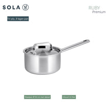Sola Pandesæt Ruby 4-Delt Premium Triply Rustfrit Stål - Kogepande ø 16, 18, 20 cm & Kasserolle ø 16 cm - Induktionsvenlig