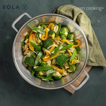 Sola Wokpande med låg Green Cooking Triply RVS ø 32 cm - egnet til alle varmekilder - uden non-stick belægning