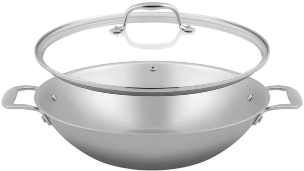 Sola Wokpande med låg Green Cooking Triply RVS ø 32 cm - egnet til alle varmekilder - uden non-stick belægning