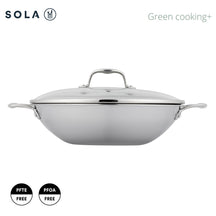 Sola Wokpande med låg Green Cooking Triply RVS ø 32 cm - egnet til alle varmekilder - uden non-stick belægning