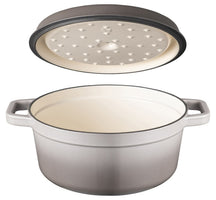 Sola Braadpan med deksel Gietijzer - Grå - ø 24 cm / 3.2 Liter - emaljeret non-stick belægning