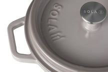Sola Braadpan med deksel Gietijzer - Grå - ø 24 cm / 3.2 Liter - emaljeret non-stick belægning