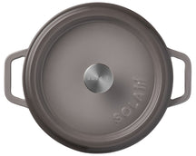 Sola Braadpan med deksel Gietijzer - Grå - ø 24 cm / 3.2 Liter - emaljeret non-stick belægning