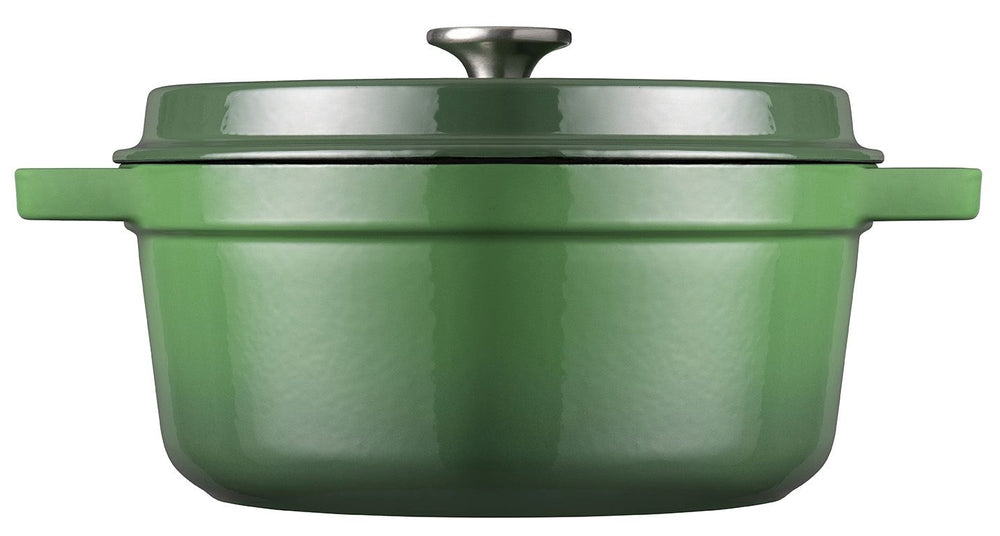 Sola Braadpan med deksel Gietijzer - Grøn - ø 24 cm / 3.2 Liter - emaljeret non-stick belægning