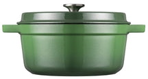 Sola Braadpan med deksel Gietijzer - Grøn - ø 24 cm / 3.2 Liter - emaljeret non-stick belægning