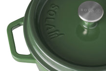 Sola Braadpan med deksel Gietijzer - Grøn - ø 24 cm / 3.2 Liter - emaljeret non-stick belægning