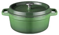 Sola Braadpan med deksel Gietijzer - Grøn - ø 24 cm / 3.2 Liter - emaljeret non-stick belægning