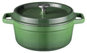 Sola Braadpan med deksel Gietijzer - Grøn - ø 24 cm / 3.2 Liter - emaljeret non-stick belægning