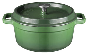 Sola Braadpan med deksel Gietijzer - Grøn - ø 24 cm / 3.2 Liter - emaljeret non-stick belægning