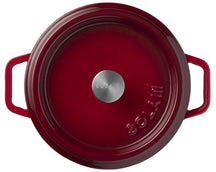 Sola Braadpan med deksel Gietijzer - Rød - ø 24 cm / 3.2 Liter - emaljeret non-stick belægning