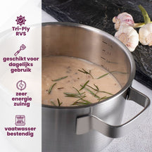 Sola Pannenset Ruby 7-Delig Premium Triply RVS - Kookpan ø 16, 18, 20 en 24 cm en Steelpan ø 16 cm & BEKA Koekenpannen Pro Induc ø 24 & 28 cm