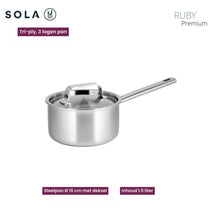 Sola Pannenset Ruby 7-Delig Premium Triply RVS - Kookpan ø 16, 18, 20 en 24 cm en Steelpan ø 16 cm & BEKA Koekenpannen Pro Induc ø 24 & 28 cm