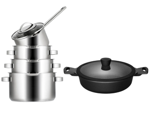 Sola Pannenset Pearl 5-Delig RVS - Downdraft egnet & Sola Hapjespan Fair ø 28 cm - egnet til alle varmekilder