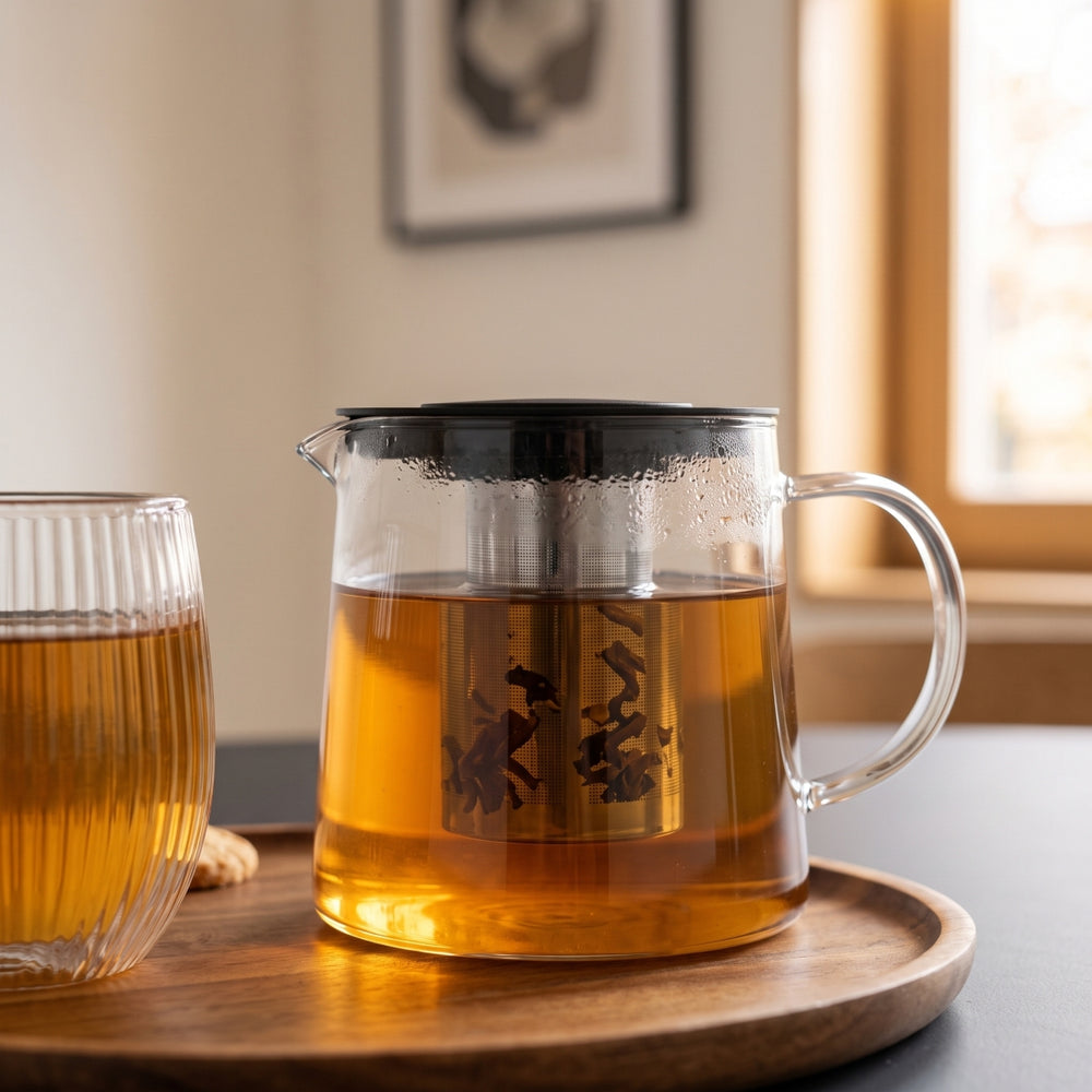 Cookinglife Theepot med RVS Theefilter - Borosilicaat Glas - 1.5 Liter