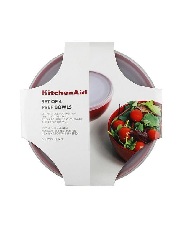 KitchenAid Opbevaringsbokse / Skåle Core Kejserød - med låg - 4 Styk