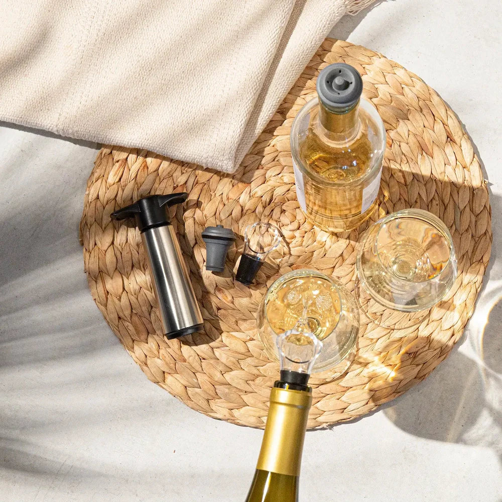 Vacu Vin Vinkøler med 2 vinpropper - Wine Saver RVS - Sølv
