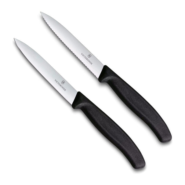 Victorinox Urteknivsæt Swiss Classic Sort 2 dele - Takket & glat urtekniv