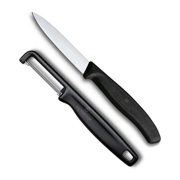 Victorinox Skæremessensæt Swiss Classic Sort 2-delt - Skæremester & Lige Skræller