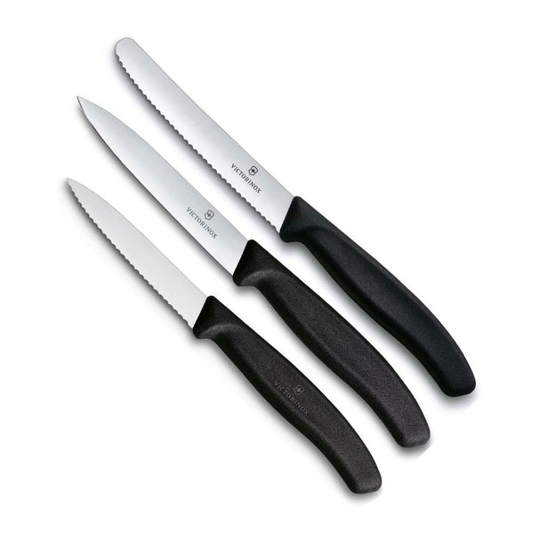 Victorinox Skæremessæt Swiss Classic Sort 3-delt - Tomatkniv, Kokkekniv & Skæremaskine