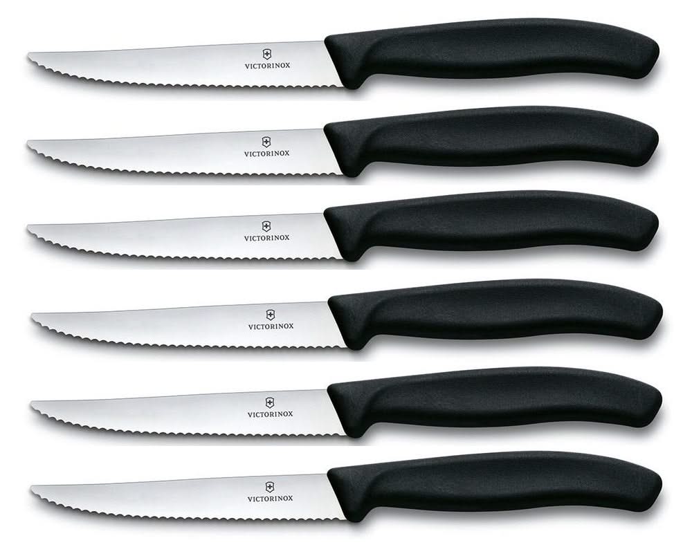 Victorinox Steakmessen Gekarteld Swiss Classic Sort - 6 stk.