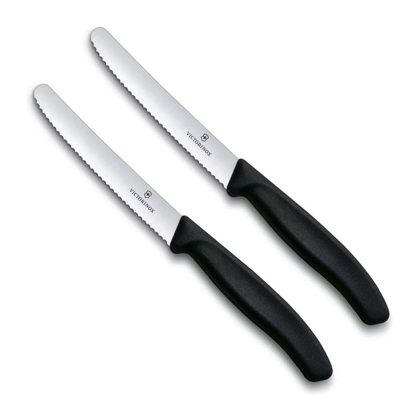 Victorinox Tomatenknive Takket Swiss Classic Sort - 11 cm - 2 stk.