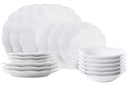 Villa d'Este Home Serviesset Scallop Hvid Opaalglas 18-delig / 6 personer - 6 middagstallerkener, 6 morgenmadstallerkener og 6 dybe tallerkener