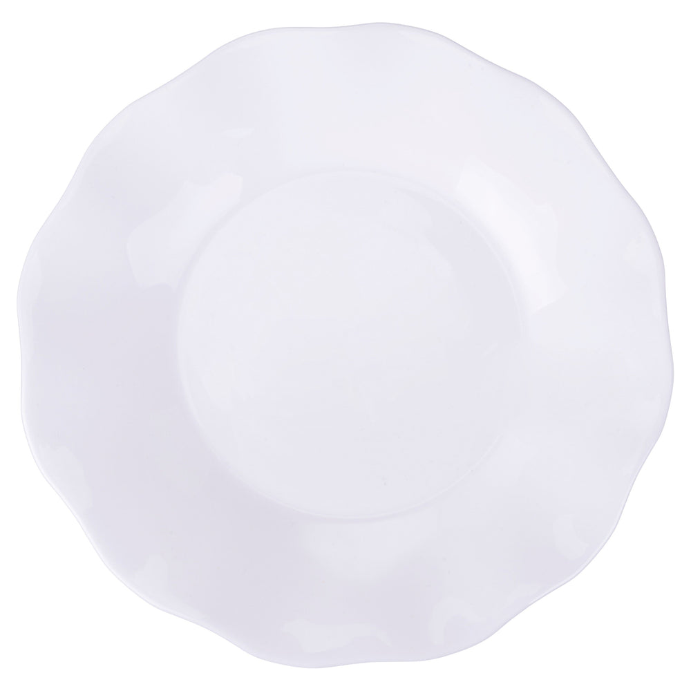 Villa d'Este Home Serviesset Scallop Hvid Opaalglas 18-delig / 6 personer - 6 middagstallerkener, 6 morgenmadstallerkener og 6 dybe tallerkener