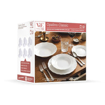 Villa d'Este Home Serviesset Scallop Hvid Opaalglas 18-delig / 6 personer - 6 middagstallerkener, 6 morgenmadstallerkener og 6 dybe tallerkener