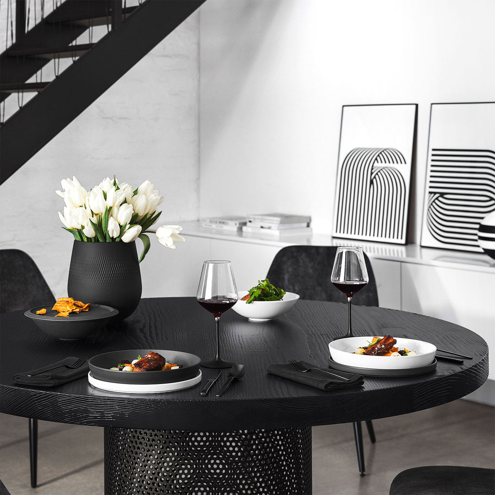Villeroy & Boch Serviesset La Boule - Sort / Hvid 7-delt / 2 personer - 2x skål, 2x fad, 2x universelt tallerken, 1x serveringsfad