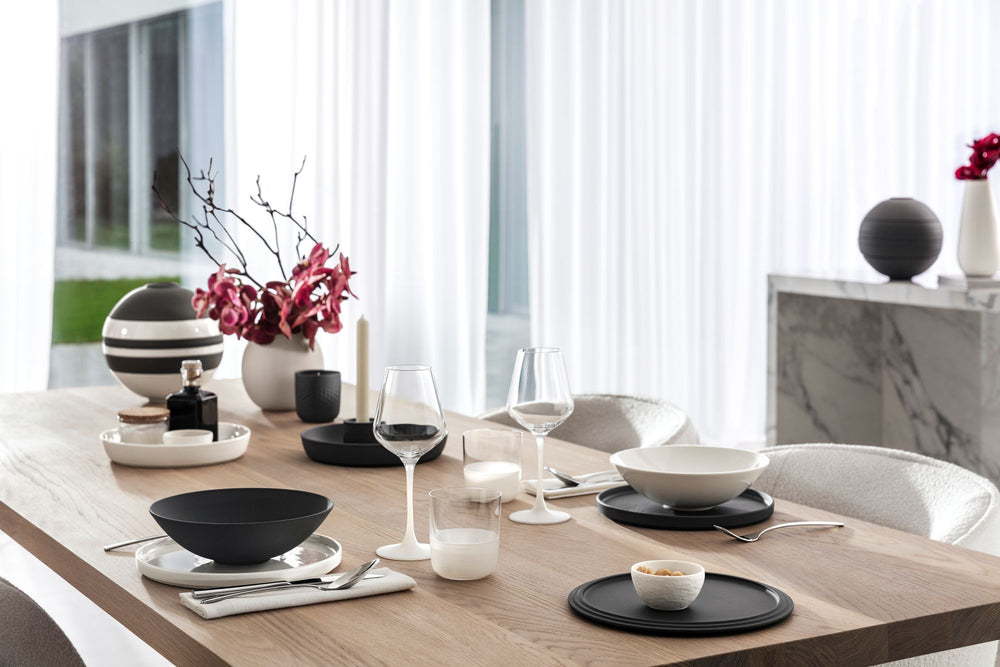 Villeroy & Boch Serviesset La Boule - Sort / Hvid 7-delt / 2 personer - 2x skål, 2x fad, 2x universelt tallerken, 1x serveringsfad