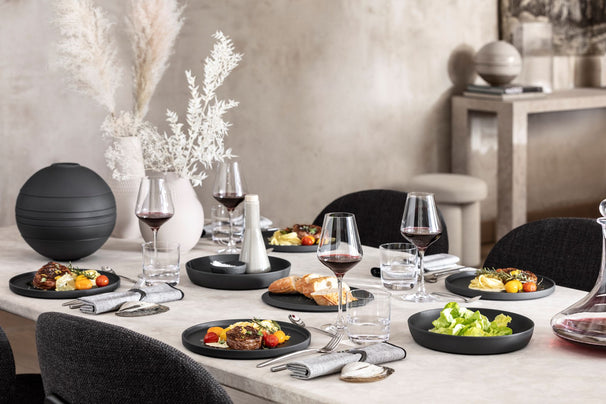 Villeroy & Boch Serviesset La Boule - Sort 7-delt / 2 personer - 2x skål, 2x fad, 2x universelt tallerken, 1x serveringsfad