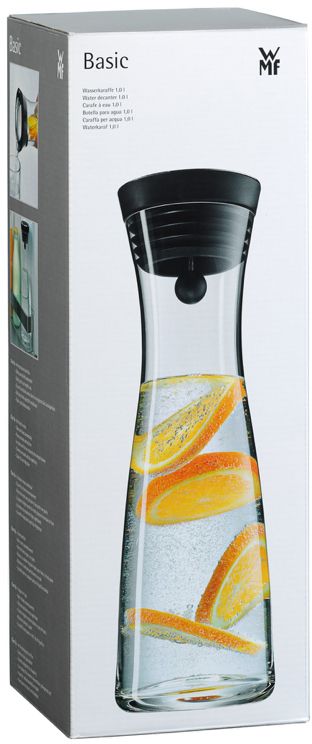 WMF Karaf / Vandkaraf - Basic - Drypfri - Incl. Frugtfilt - Sort / Sølv - 1,5 liter