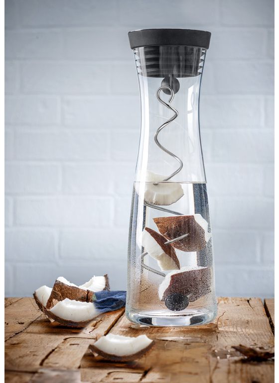 WMF Karaf / Vandkaraf - Basic - Drypfri - Incl. Frugtfilt - Sort / Sølv - 1,5 liter