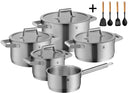 WMF Pannenset Comfort Line 5-Delig Inkluderet GRATIS Cookinglife Kogegrej sæt - Kogepande ø 16, 20, 20 og 24 cm samt Stegepande ø 16 cm