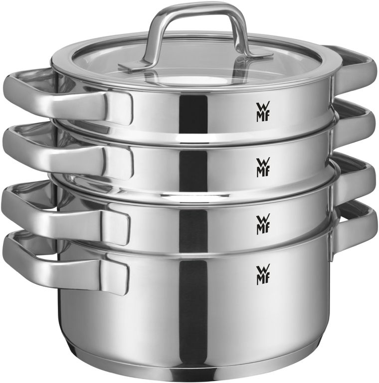 WMF Pannenset Compact Cuisine 5-Delig Inkluderet GRATIS Cookinglife Kogegrej sæt - Kogepande ø 16, 16, 20 og 20 cm samt Stegepande ø 14 cm