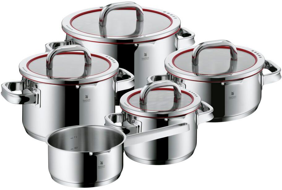 WMF Pannenset Function 4 - RVS - 5 Delig - Downdraft Egnet - Kogepande ø 16, 20, 20 og 24 cm samt Sauteuse ø 16 cm
