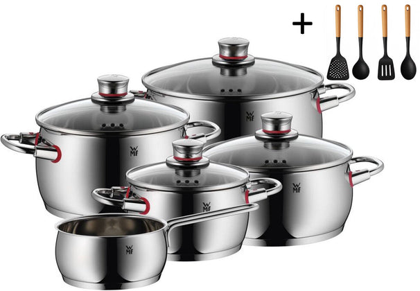 WMF Pannenset Quality One - RVS 5-Delig Inclusief GRATIS Cookinglife Kookgerei set - Kookpan ø 16, 20, 20 en 24 cm og Steelpan ø 16 cm