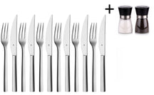 WMF Steakbestik Nuova 12-delt - Inkluderer GRATIS Cookinglife Peber- og Saltkværnssæt