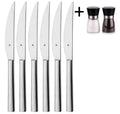 WMF Steakmessen Nuova - 6 styk - Inkluderer GRATIS Cookinglife Peber- og Saltkværnssæt