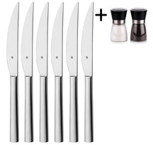 WMF Steakmessen Nuova - 6 styk - Inkluderer GRATIS Cookinglife Peber- og Saltkværnssæt